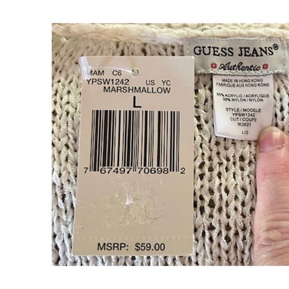 Guess Jeans Cream Open Knit Tie Front Vest & Brown Sequin Camisole Top Size L - Picture 5 of 11